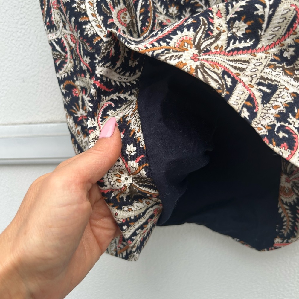 J. CREW Pencil Skirt Sz 6 Feather Paisley Print Navy Blue Multi No. 2 Office - Picture 9 of 13